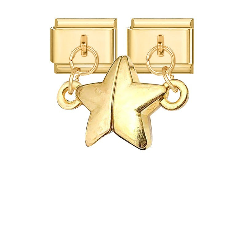 Wholesale Italian Charm Bracelet 9mm DIY Splicing Double Charm DIY Ring Stainless Steel Composable Bracelet