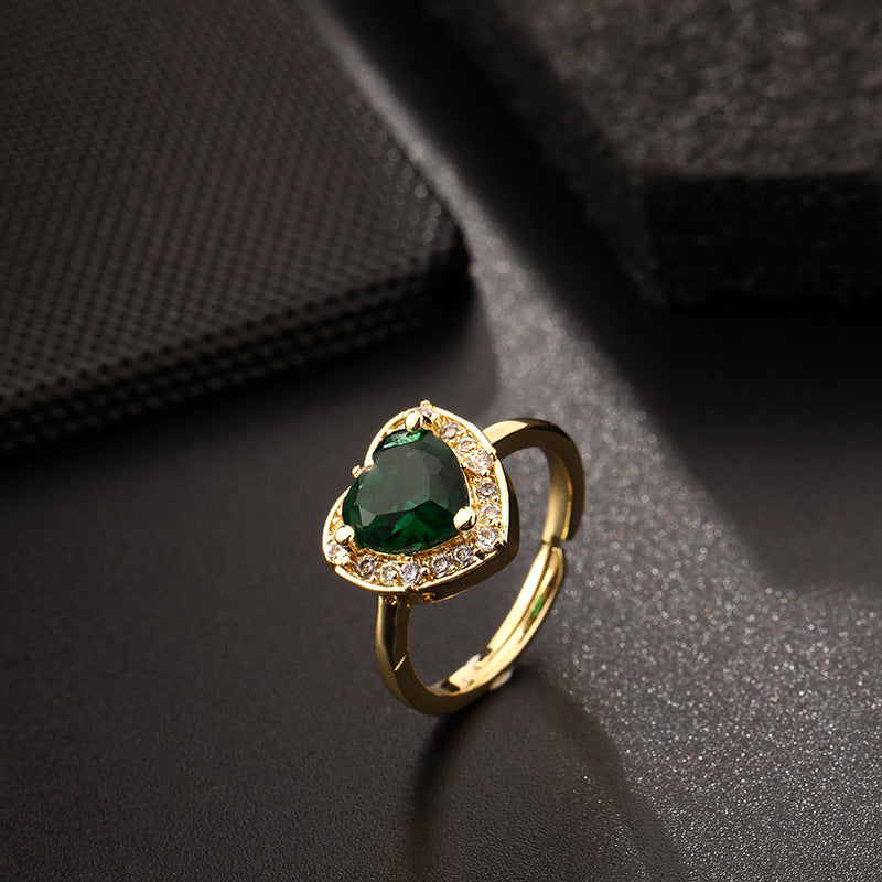 Wholesale Vintage Emerald Green Open Snake Ring Copper Zircon Women S Fashion Jewelry Accessory