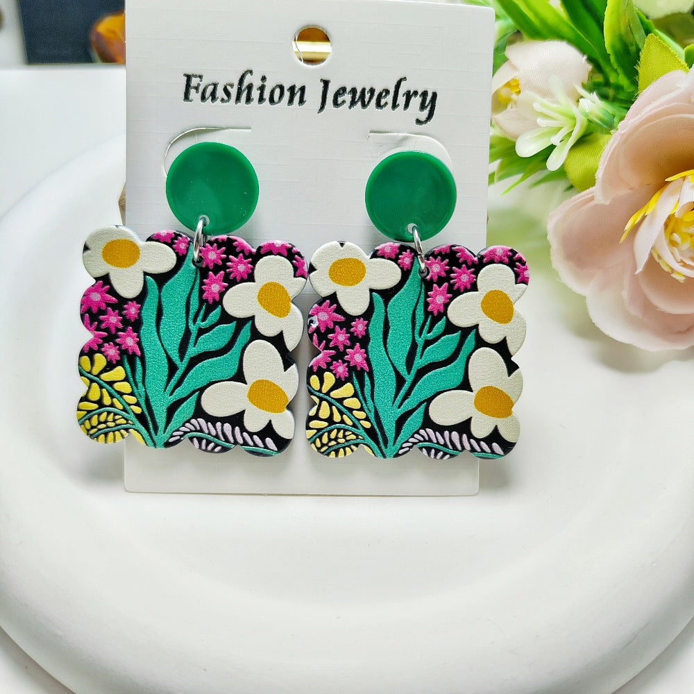 Wholesale Acrylic Creative Flowers Acrylic Earrings ACC-ES-Qiyu014