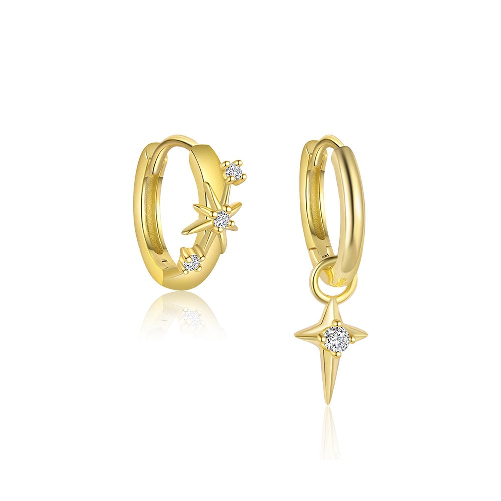 Wholesale S925 sterling silver light luxury diamond cross earrings