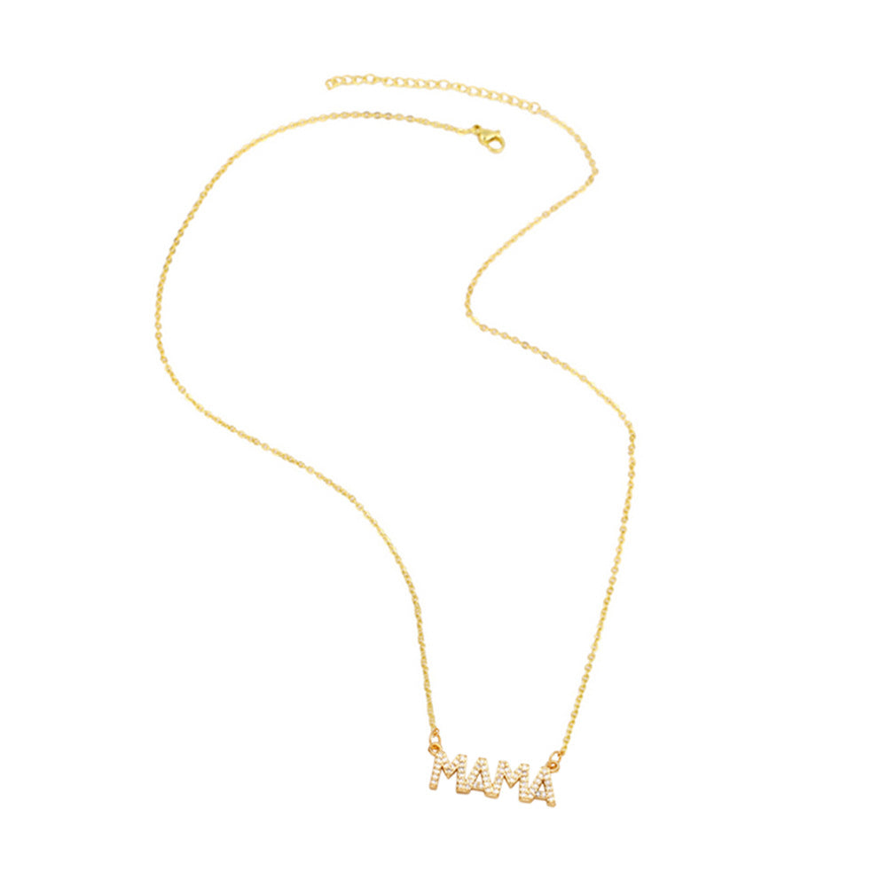 Wholesale Mother's Day Colored Diamond Letter MAMA Copper Necklace ACC-NE-AS008
