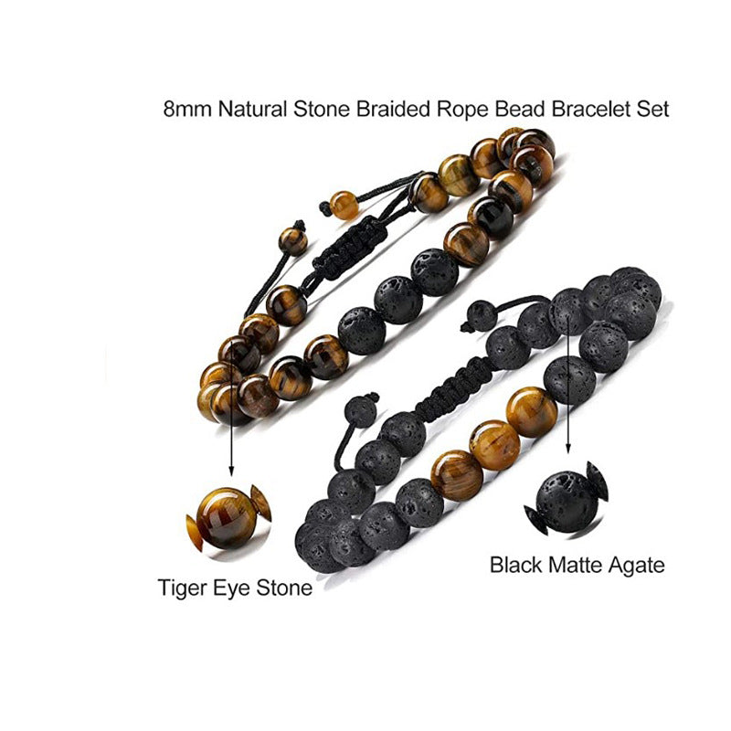Wholesale Men's Bracelets Stone Tiger Eye Stone Braided Bracelets ACC-BT-Ruiz003