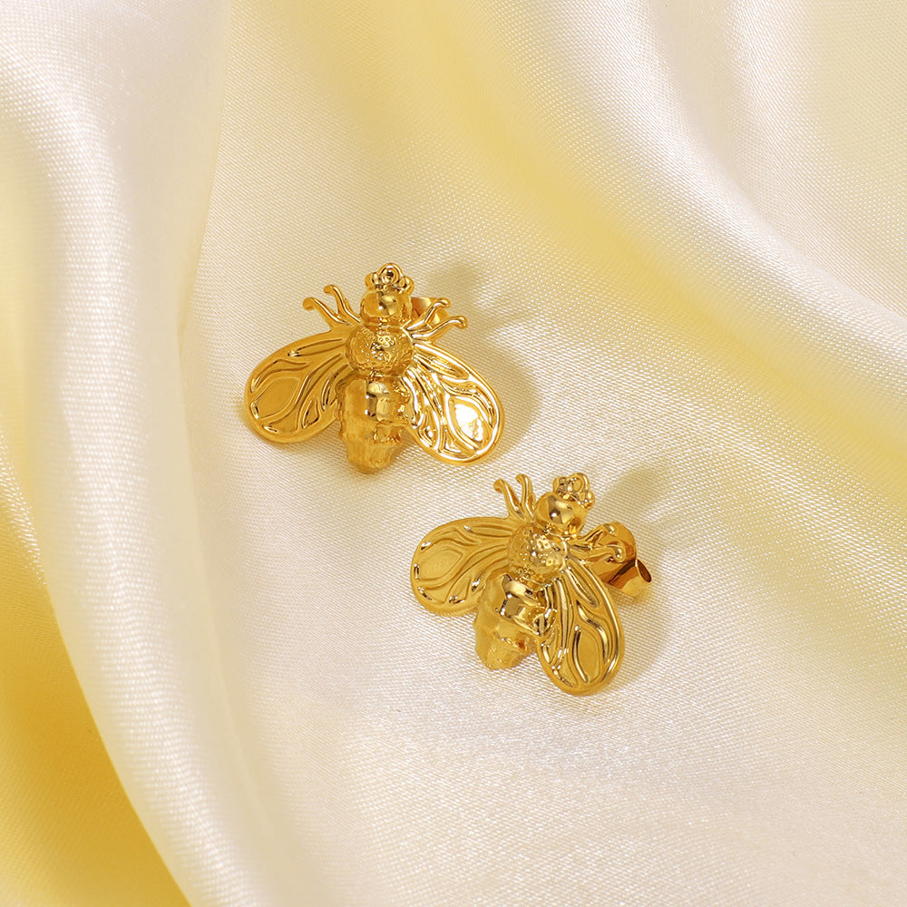 Großhandel Edelstahl Textur Sinn Biene Kreative Insektenohrringe