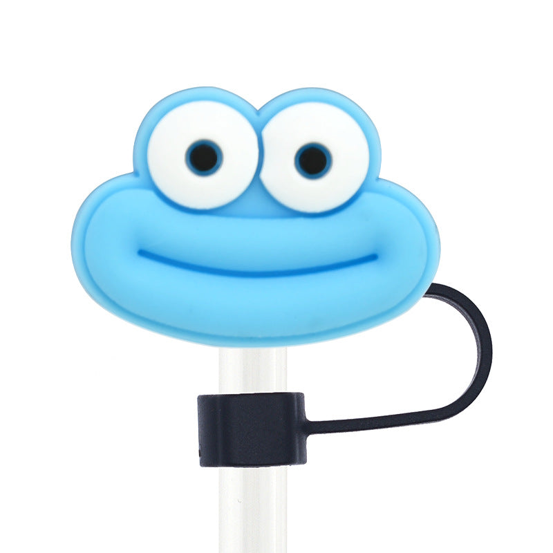 Wholesale Random 100pcs Cartoon 10mm PVC Soft Straw Tube Cap ACC-SCR-RYY093