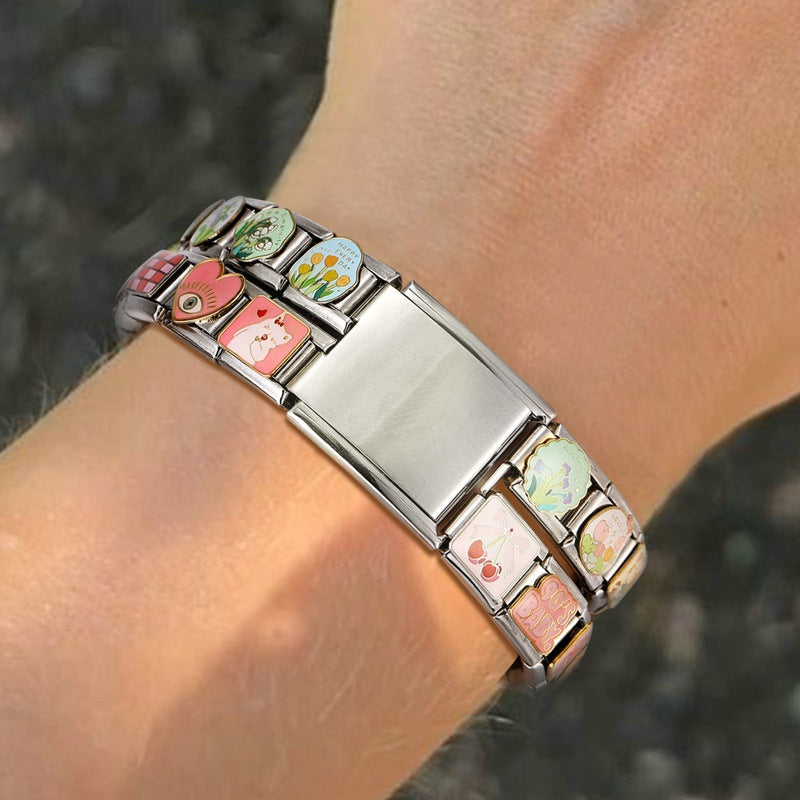 Wholesale Italian Charm Bracelet 9mm DIY Splicing Cute Creative Stainless Steel Composable Bracelet