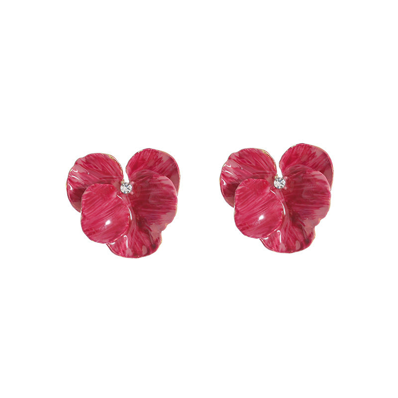 Wholesale Silver Needle Butterfly flower three-dimensional petal earrings