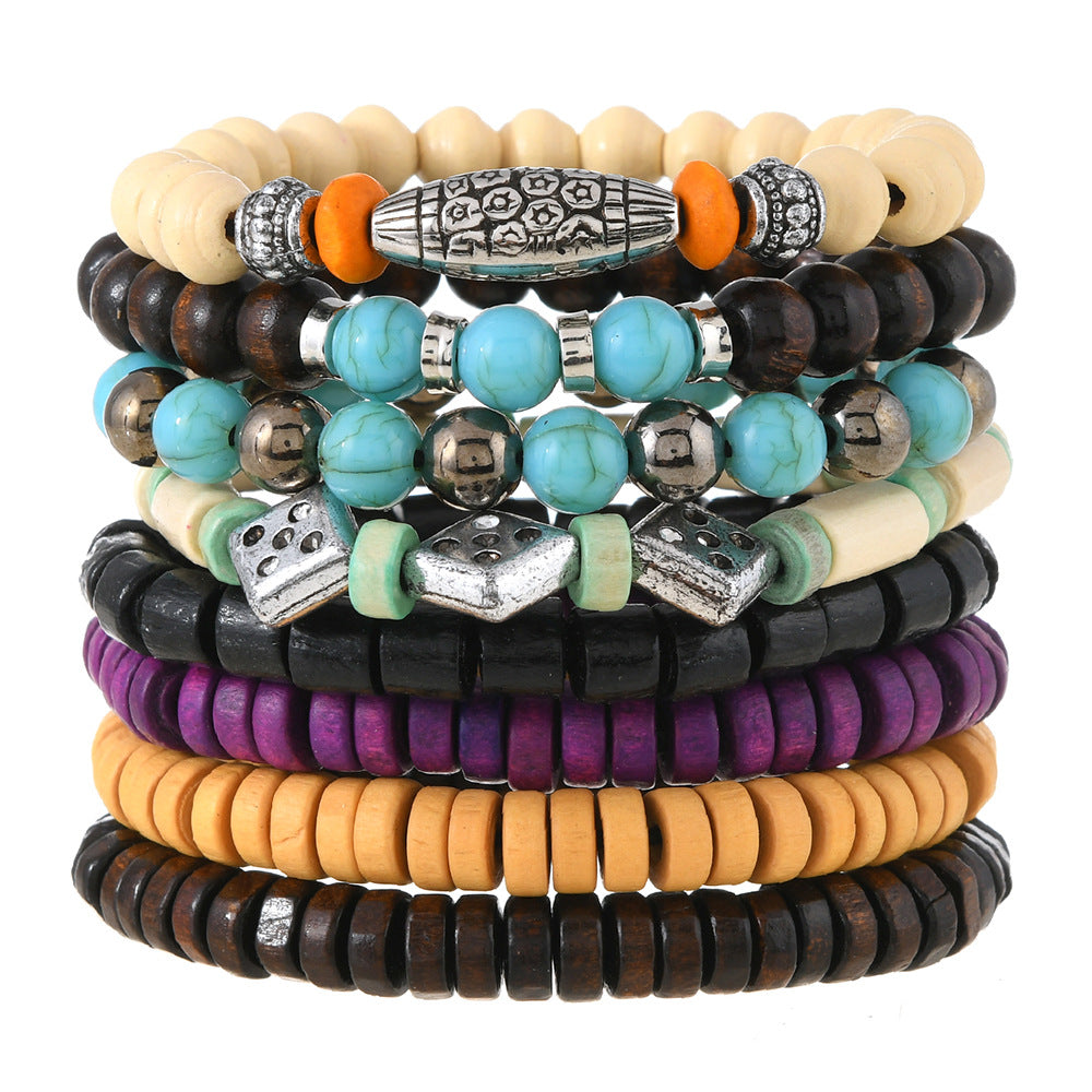 Wholesale Western-style multi-layered wooden bead bracelet