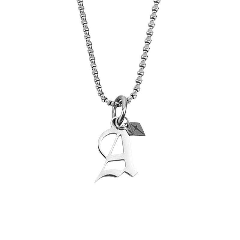 Wholesale Men's 26 Alphabet Titanium Steel Necklace