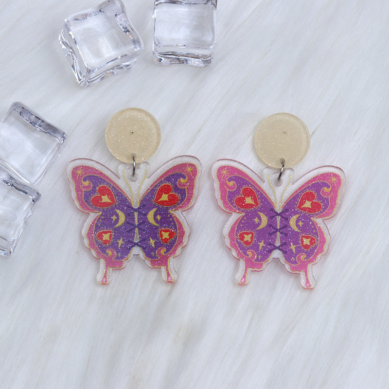 Wholesale Bohemian Style Printed Butterfly Acrylic Earrings ACC-ES-DA009