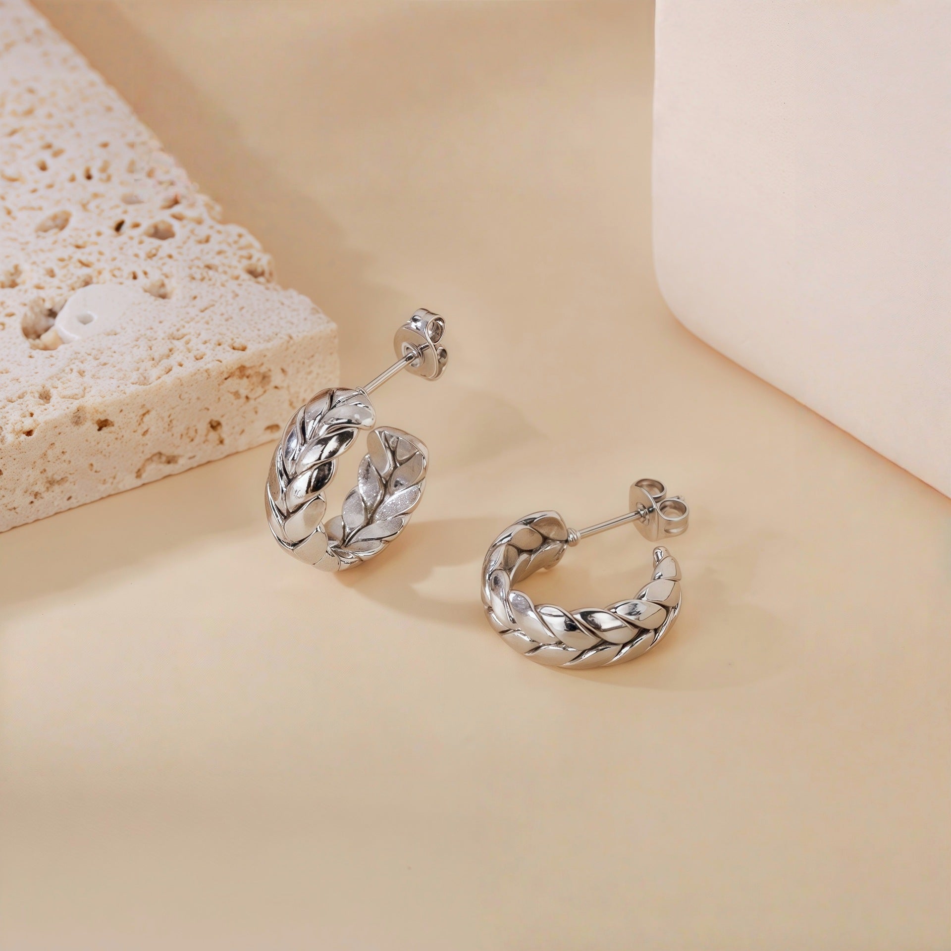 Wholesale Titanium Steel Wheat Ear Earrings