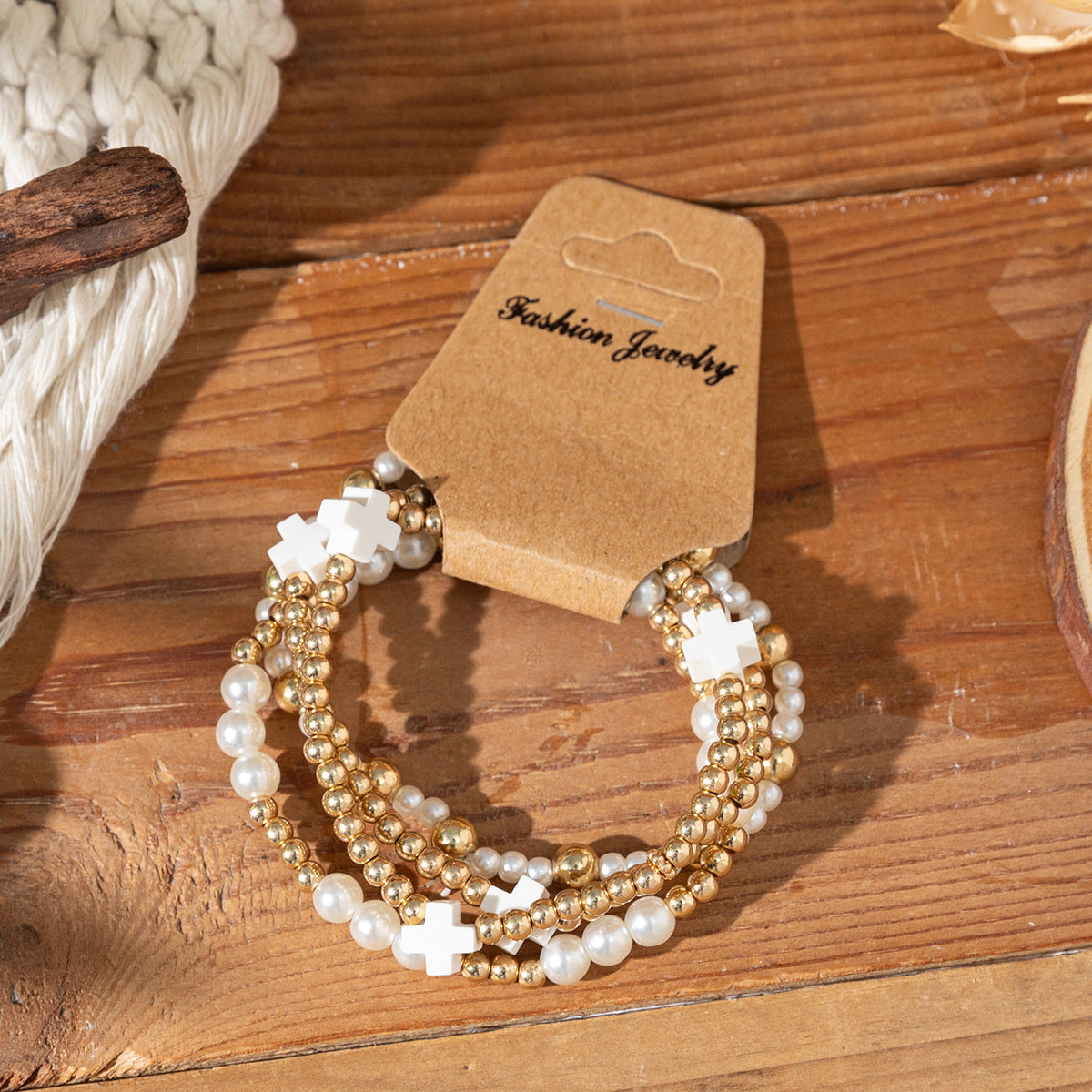 Wholesale Bohemian Cross Rice Bead Bracelet