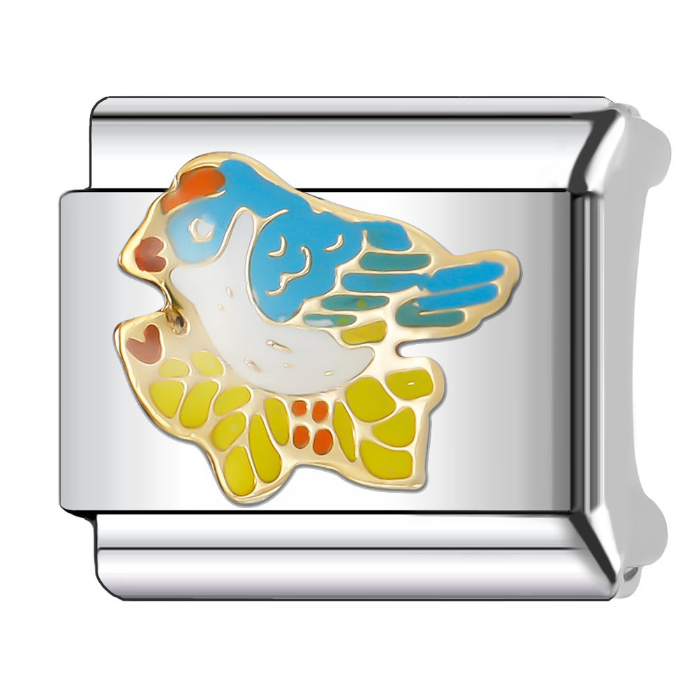 Wholesale Italian Charm Bracelet 9mm DIY Splicing Cute Cartoon Animal Stainless Steel Composable Bracelet