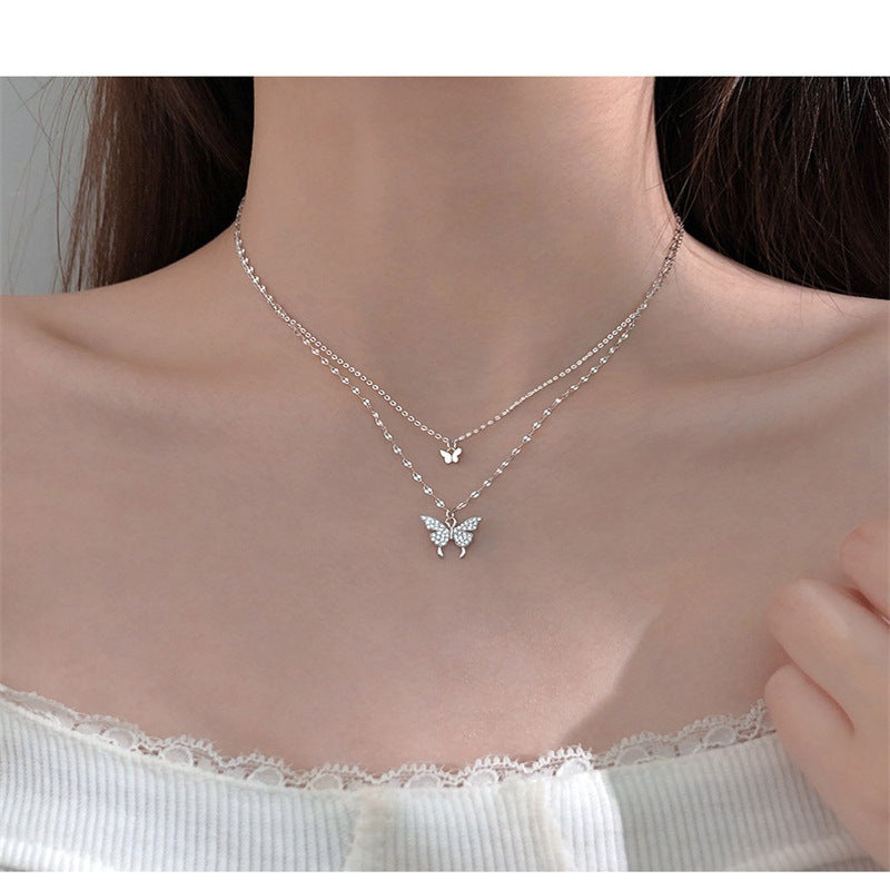 Wholesale Double Layer Butterfly Necklace Clavicle Chain Choker Necklace ACC-NE-JiuS007
