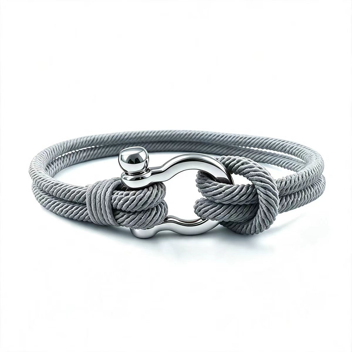 Wholesale Handmade Alloy Black Rope Bracelet With Horseshoe Buckle Unisex Fashion Accessory Gift