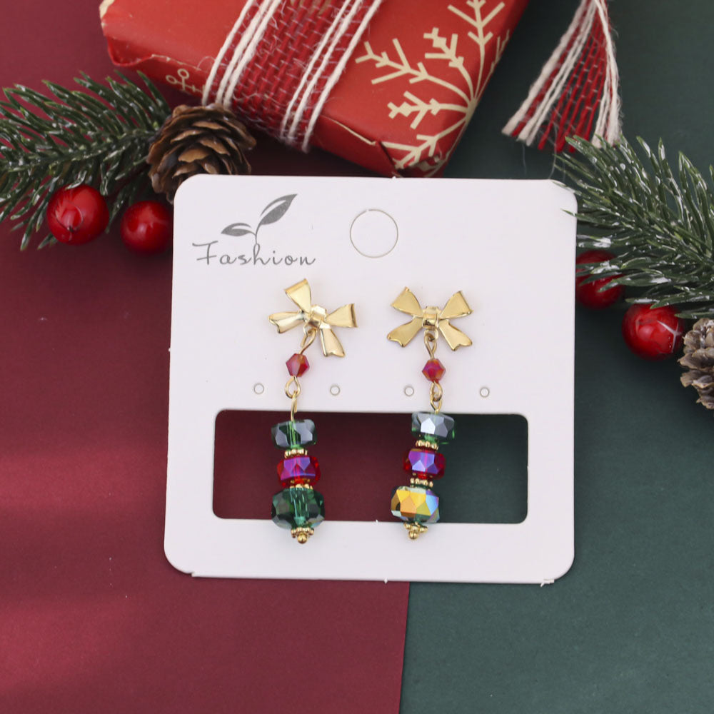 Orecchini in cristallo con stella e fiocco all'ingrosso
