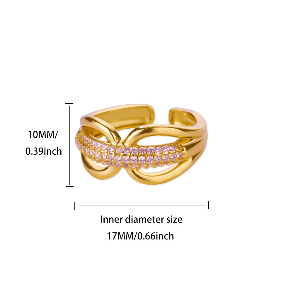 Wholesale Cross-border Light Luxury Retro Style Green Zircon Open Ring 18K Gold Plated Emerald High-grade Finger Ring Jewelry