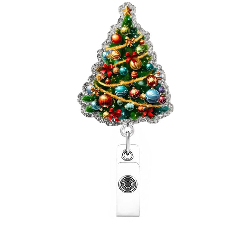 Wholesale acrylic Christmas office staff name tag retractable badge