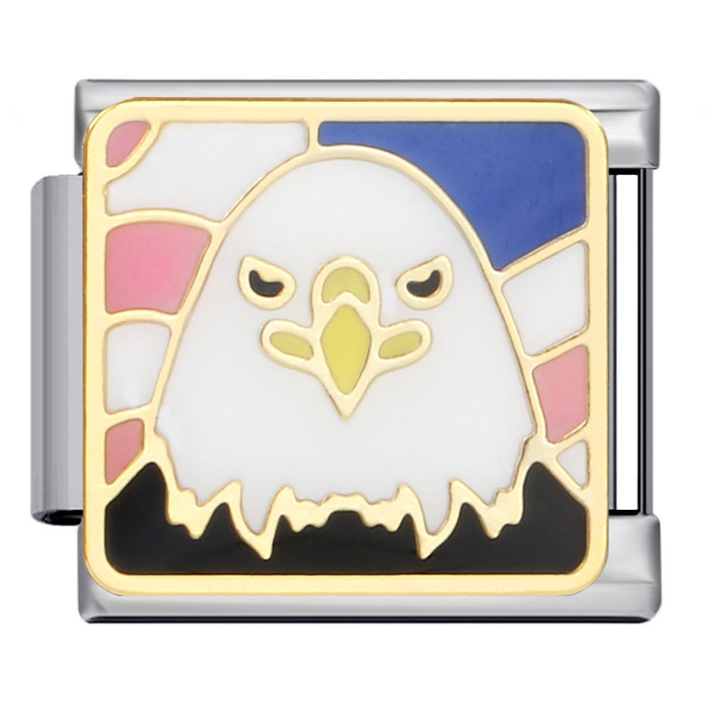 Wholesale American Cultural Elements Italian Module Bracelet Titanium Steel Welding Oil Dropping Bracelet Italian Modular