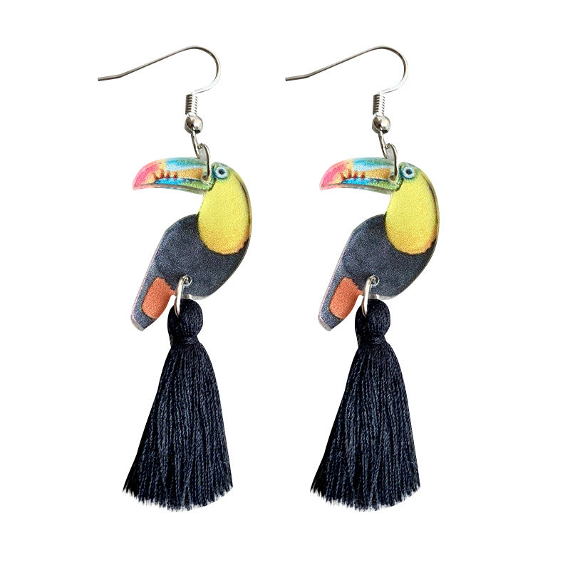 Wholesale 2 Pairs/pack Colorful Parrot Tassel Acrylic Earrings ACC-ES-HY080