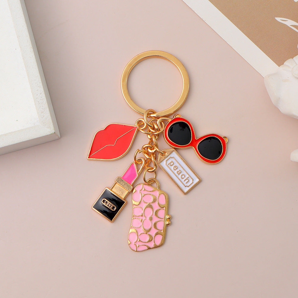 Wholesale Vintage Lipstick Keychain Enamel Pendant Bag Charm Fashion Accessory Gift