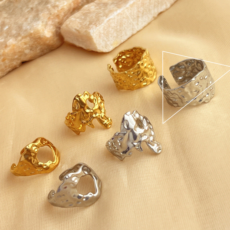 Wholesale Geometric Wide Face Stainless Steel Ring