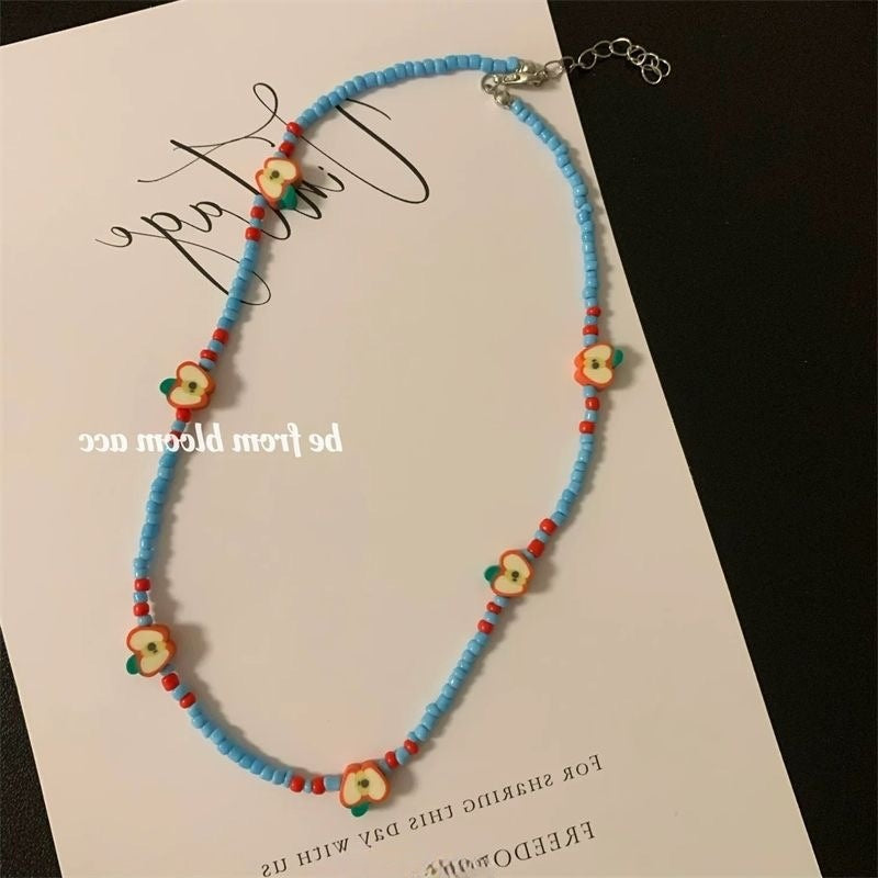 Wholesale  colorful small flower pendant clavicle chain