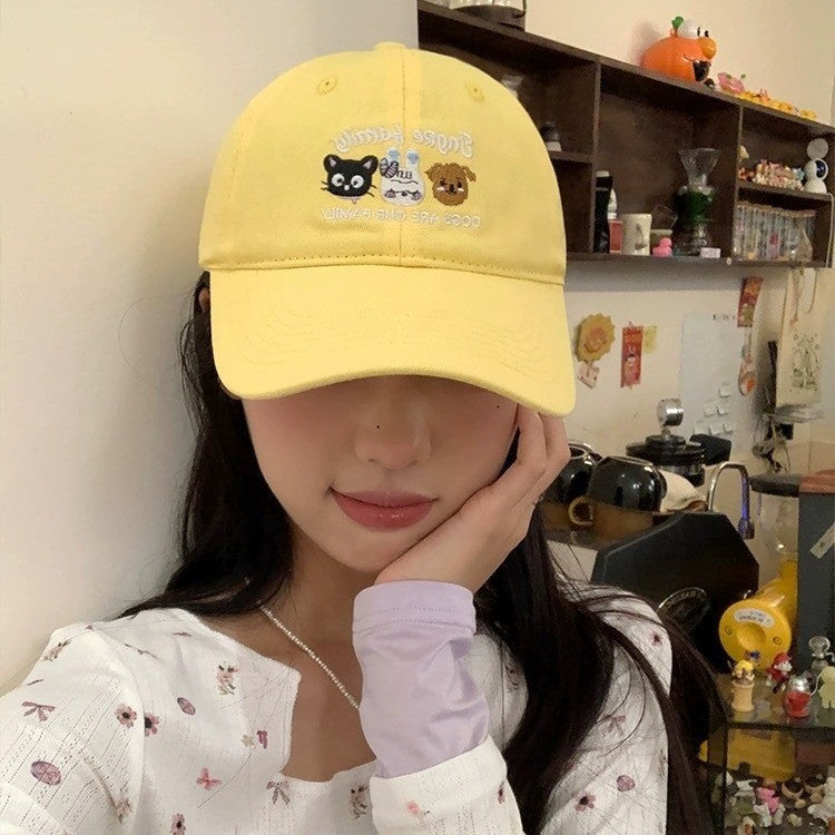 Wholesale cute cartoon animal embroidery cartoon cotton baseball cap