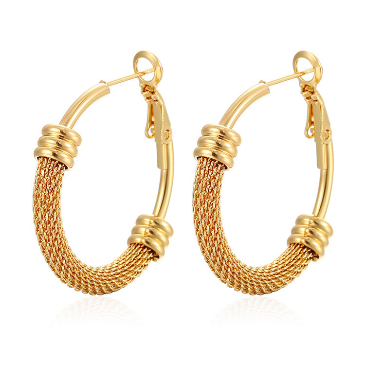 Wholesale Stainless Steel Gold-Tone Mesh Chain Twist Earrings for Everyday Wear