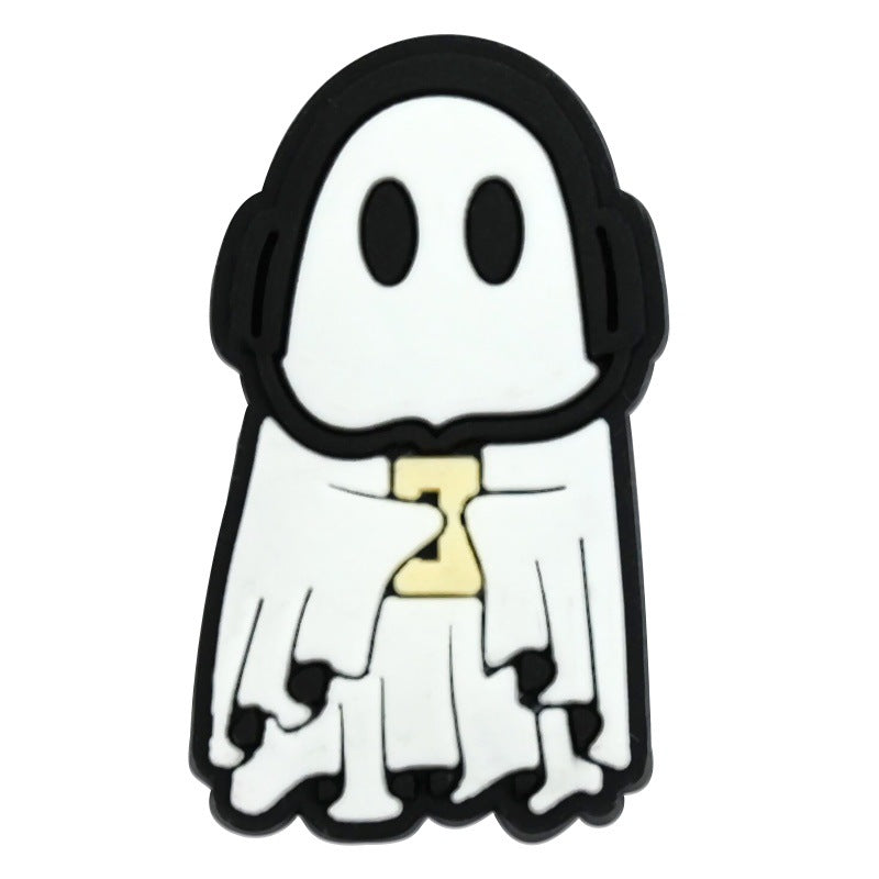 Wholesale Random 100pcs  Series White Ghost Clogs  PVC Soft Rubber Shoe Buckle Decoration