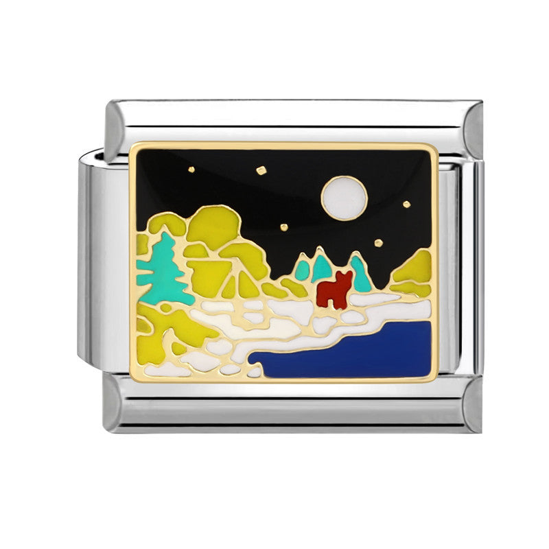 Wholesale  Italian Charm Bracelet 9mm DIY Splicing Removable Titanium Steel Cartoon Dripping Oil Composable Bracelet