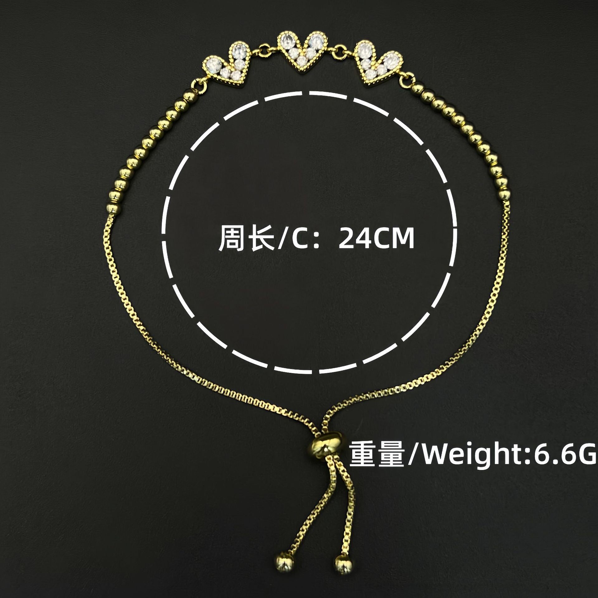 Wholesale Stainless steel heart-shaped zircon bracelet