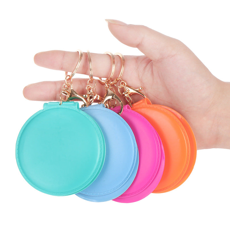 Wholesale Trendy PVC Folding Keychain Mirror Portable Round Makeup Mirror Compact Key Ring Gift Boutique Resale