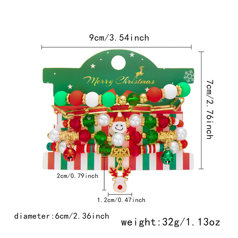 Wholesale Christmas Tree Bell Soft Clay Paper Card Bracelet Set