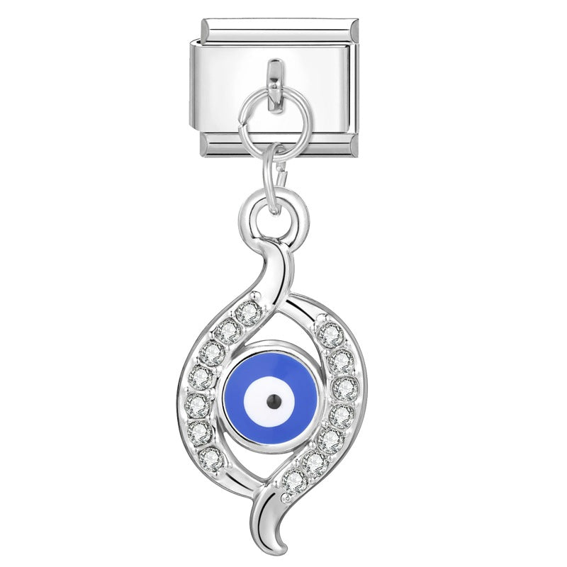 Bracelet de charme italien en gros 9 mm DIY Esplicing Blue Eyes Bracelet composable en acier inoxydable