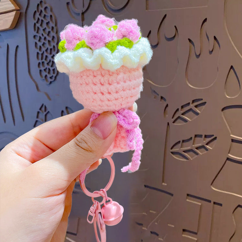 Wholesale Cute Hand-woven Woolen Flower Bouquet Keychain ACC-KC-ZhongChi003