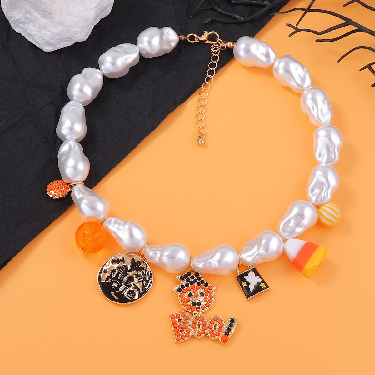 Wholesale  Alloy Pumpkin Oil Drop Ghost Necklace