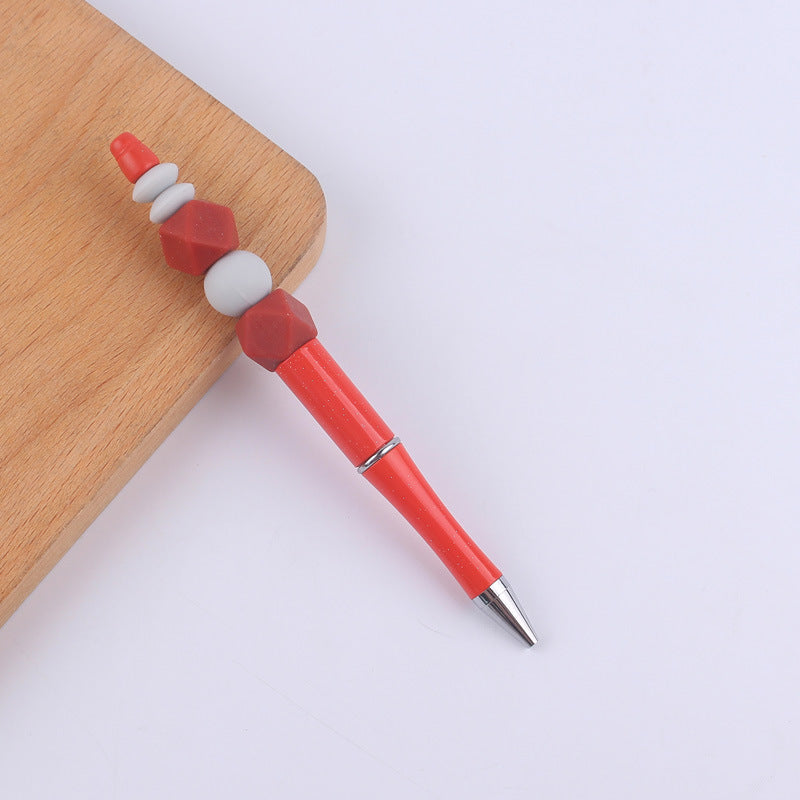 Wholesale  beaded pen creative DIY silicone beads contrast color beaded pen