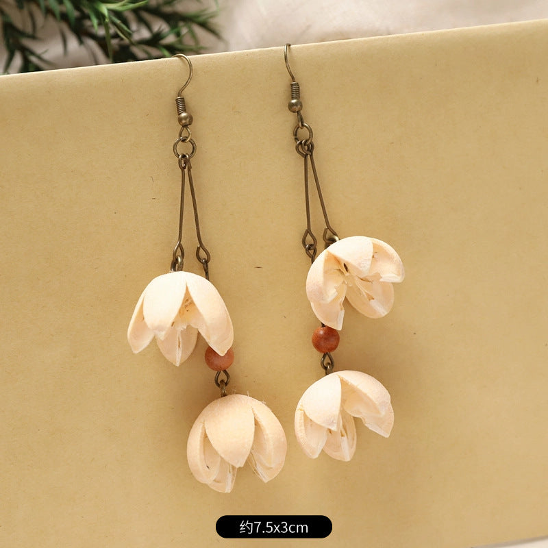 Wholesale Vintage Hand-made Plant Fruit Wood Earrings