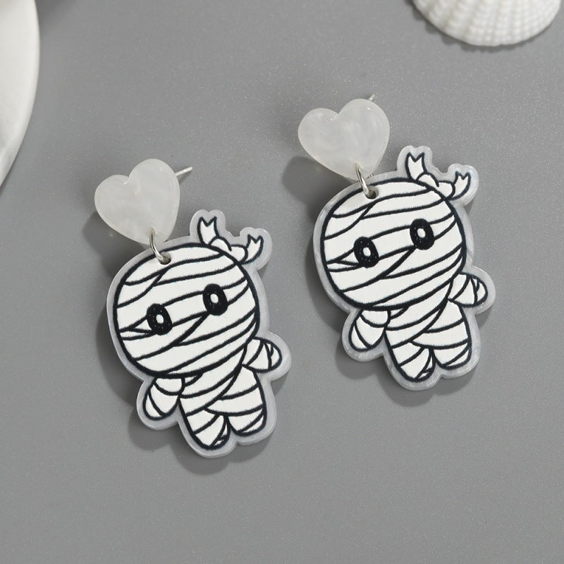 Wholesale   acrylic plate  skull pumpkin ghost mummy earrings
