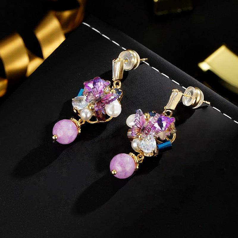 Wholesale Amethyst Butterfly Pendant Earrings
