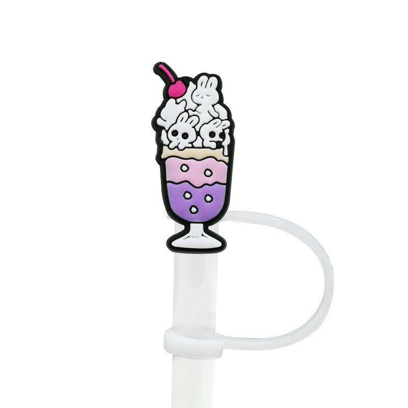 Wholesale 10PCS 7-8mm Cute Drink Straw Tube Cap Silicone Dust Cap Straw Decoration