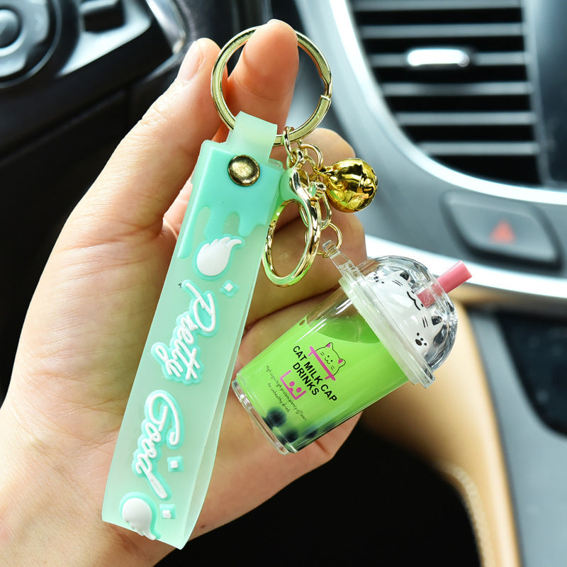 Wholesale Acrylic Oiled Cat Milk Tea Cup Creative Key Chain