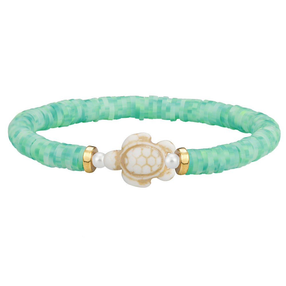 Wholesale polymer clay beaded elastic bohemian style handmade turtle bracelet