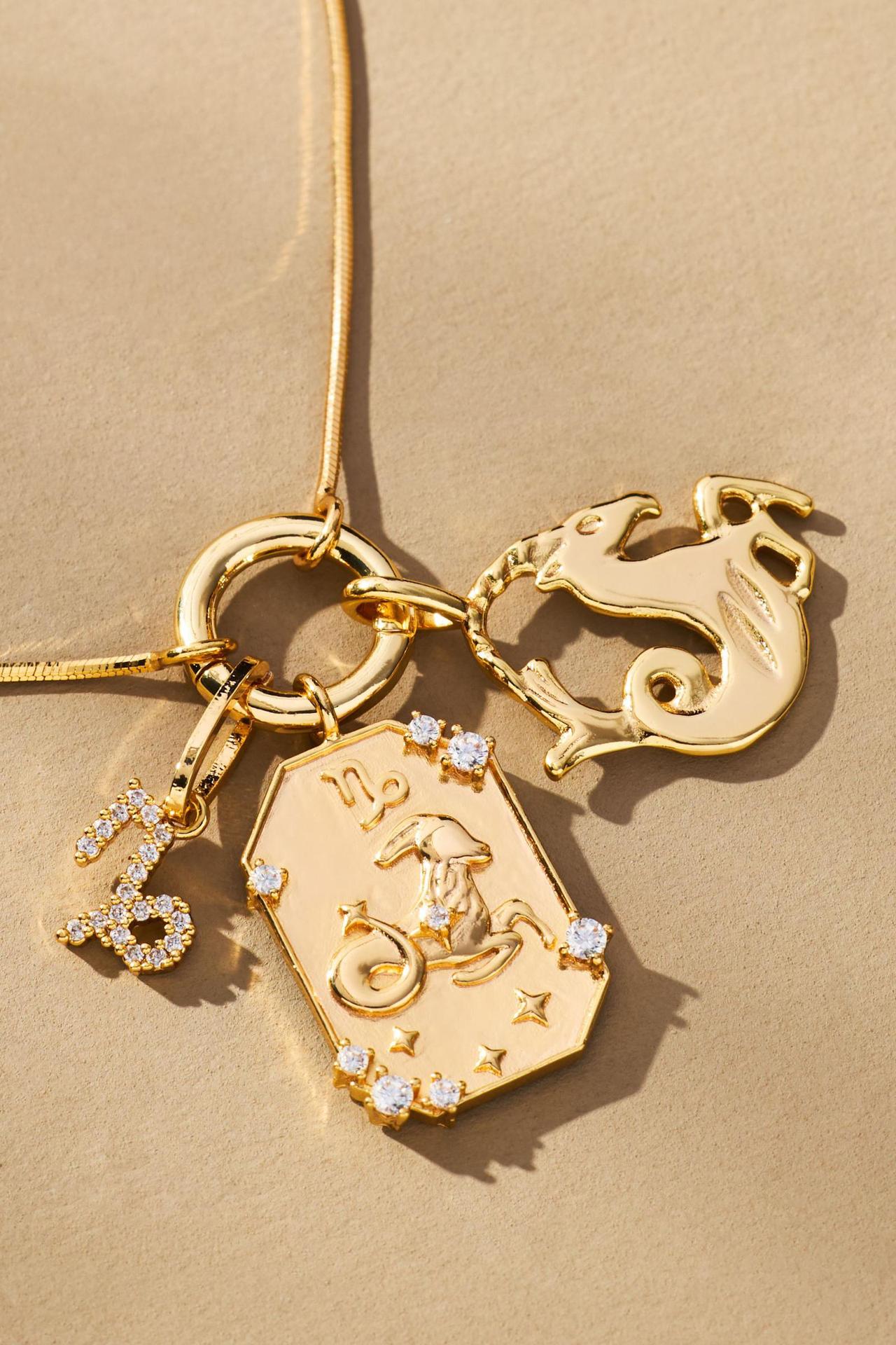 Wholesale 12 Zodiac Pendant Stainless Steel Zircon Necklace