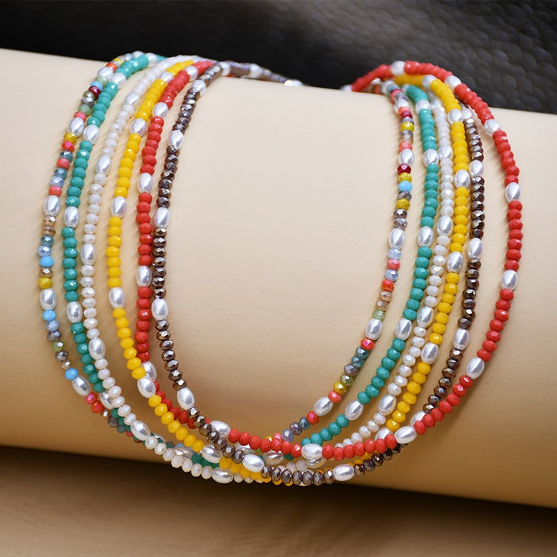 Wholesale multi-layer color crystal necklace