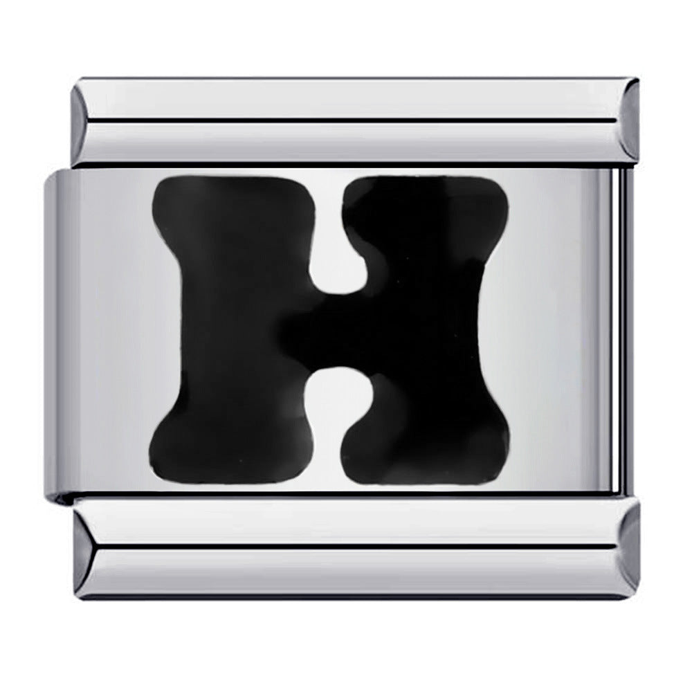 Wholesale Italian Charm Bracelet  Black English Letters DIY Stainless Steel Composable Bracelet