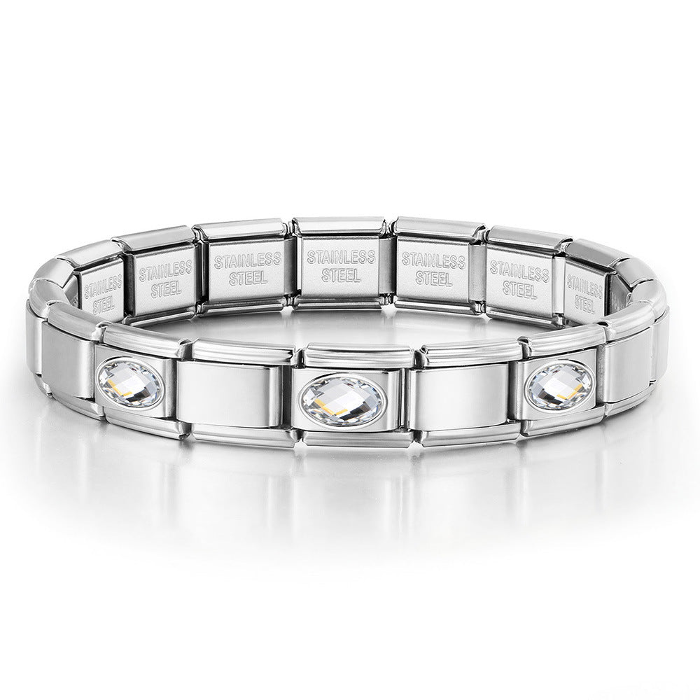 Wholesale Oval Stainless Steel Bracelet Set DIY Italian Module Charm Jewelry Accessory for Boutique Resale