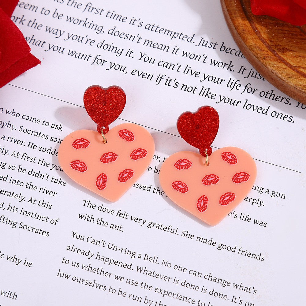 Wholesale Acrylic Valentine's Day Heart Earrings