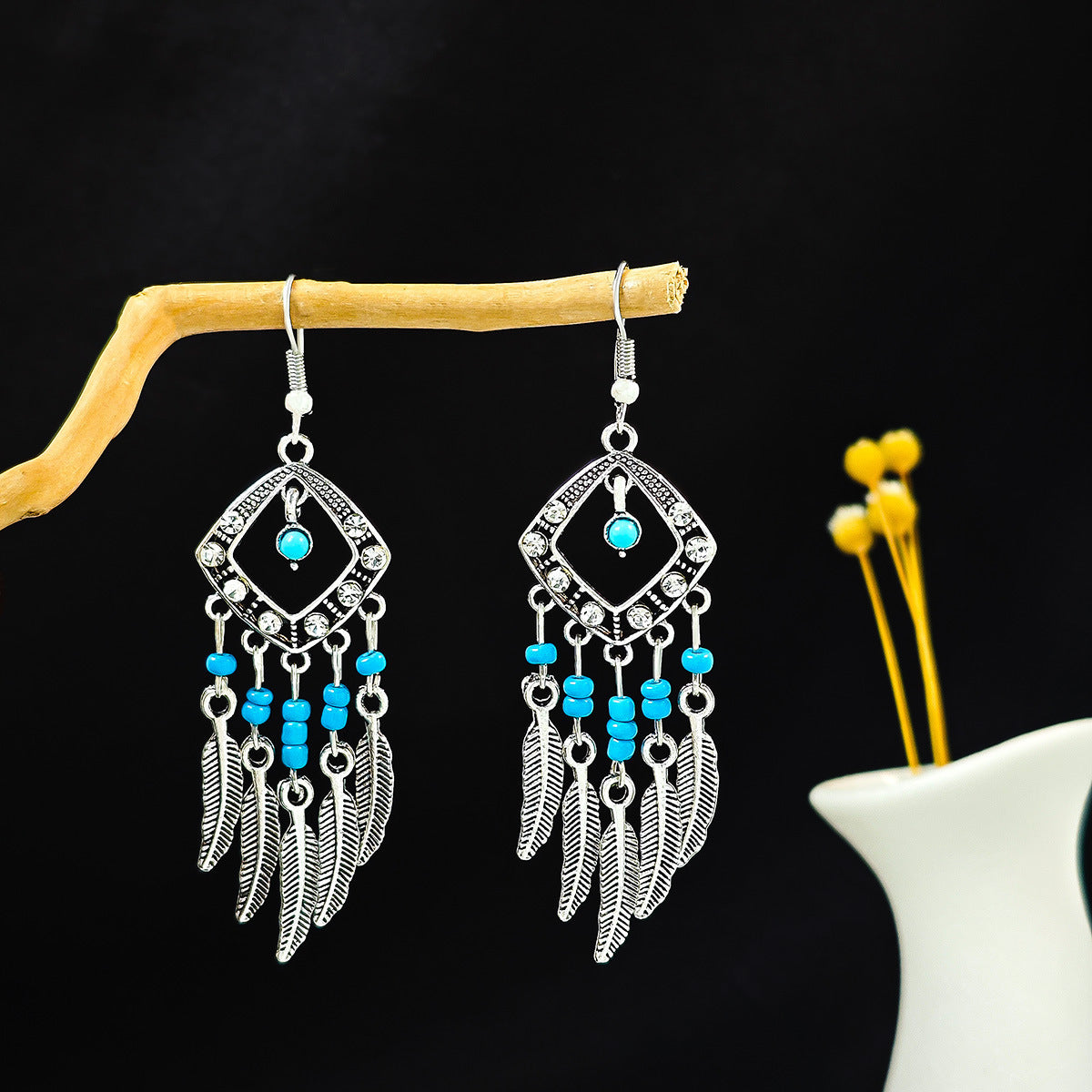 Wholesale Alloy Drop Earrings,  Red Tassel Bohemian Style,  Boutique Resale Jewelry Accessory