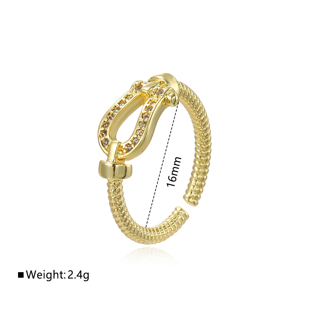 Wholesale Horseshoe buckle geometric twist U-shaped ring